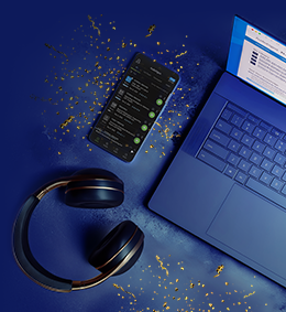 AudioDigest-mobile-app-with-laptop-and-headphones